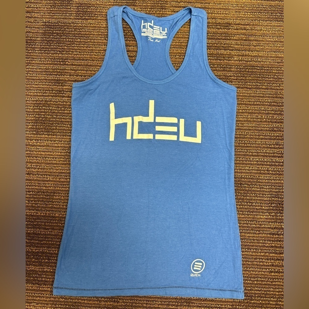Head Down Eyes Up, HDEU, Women's blue‎ racerback tank top, sz S